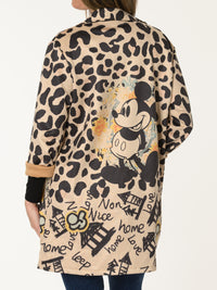 New - Veste beige léopard avec imprimé de Mickey Mouse