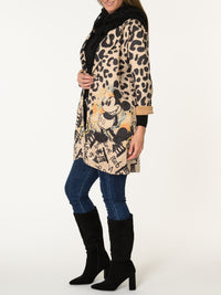New - Veste beige léopard avec imprimé de Mickey Mouse