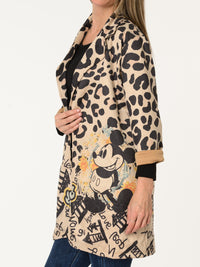 New - Veste beige léopard avec imprimé de Mickey Mouse