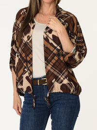 Chemise brune à motifs de style Burberry