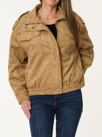 Manteau camel en suède