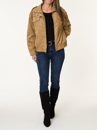Manteau camel en suède