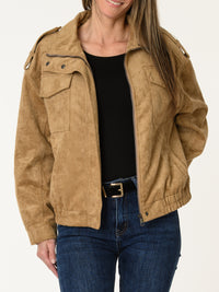 Manteau camel en suède