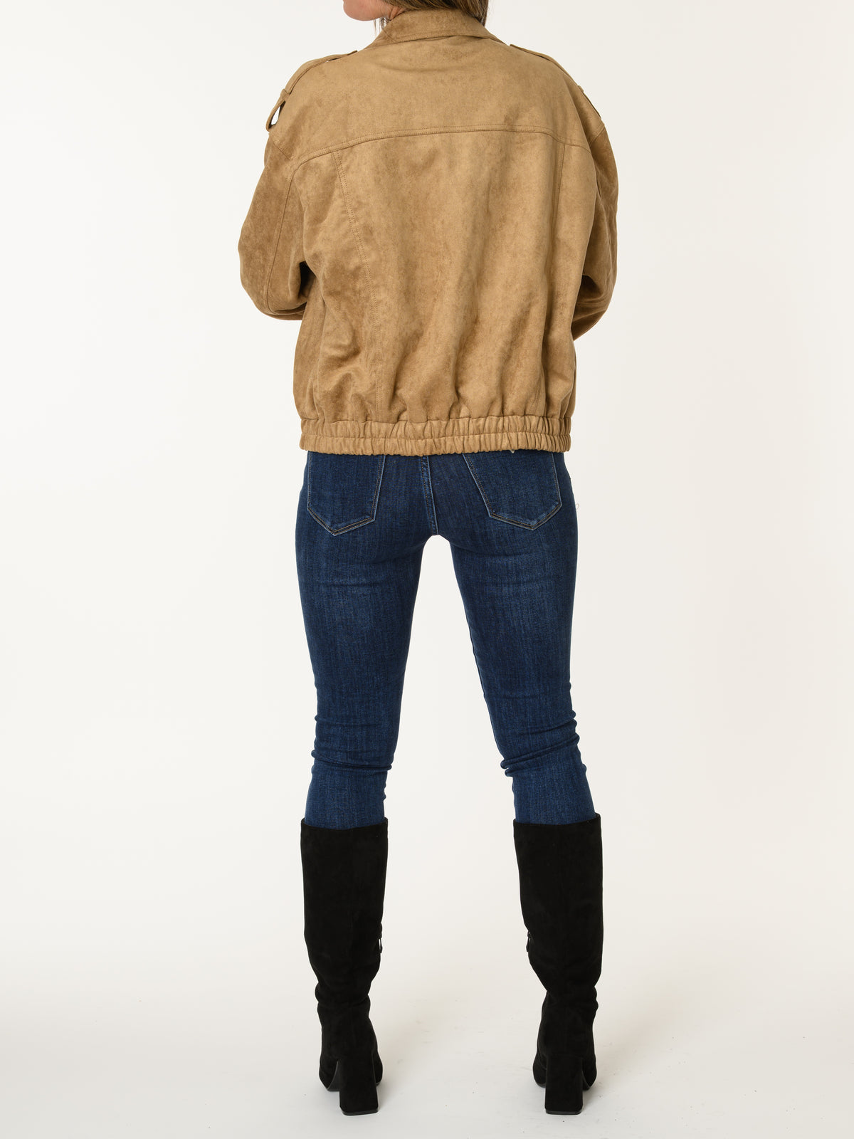 Manteau camel en suède