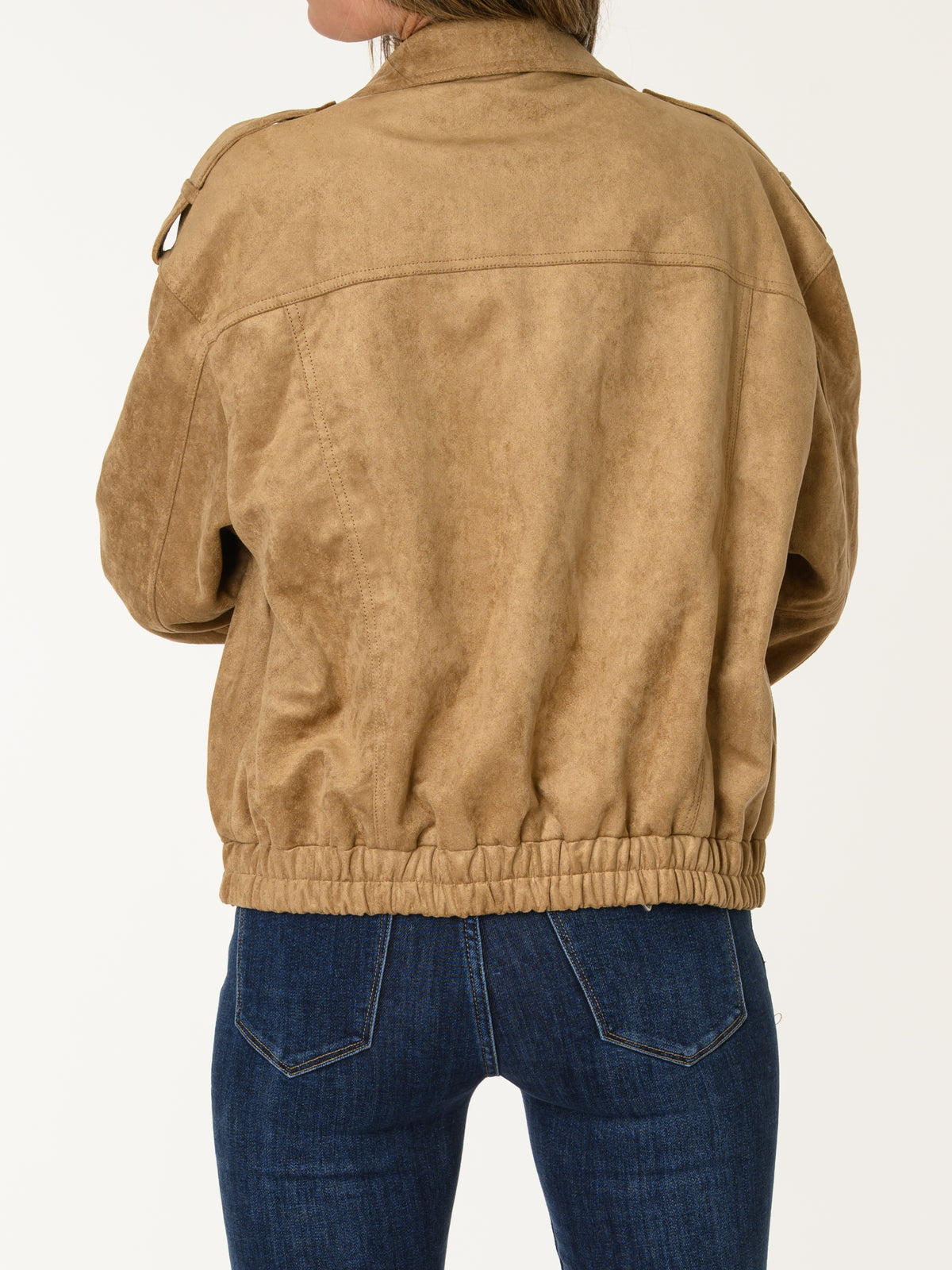 Manteau camel en suède