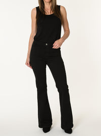 Jeans flare noir avec poches appliquées