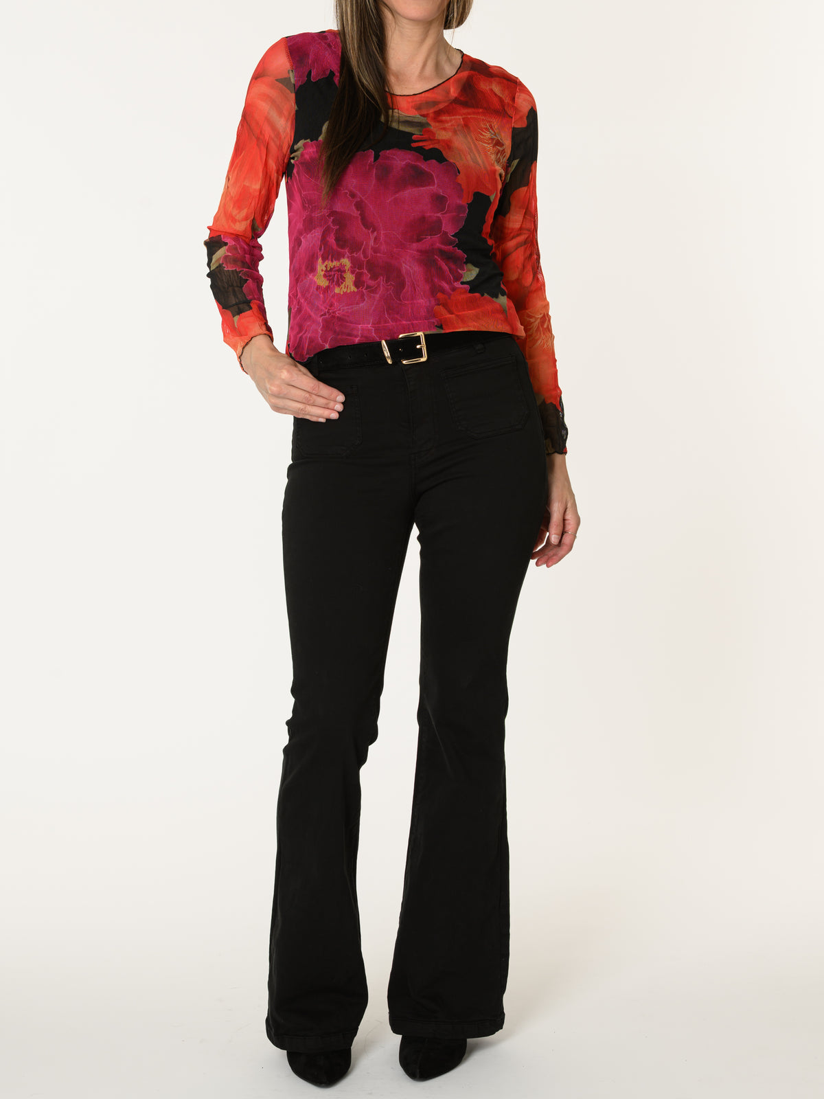 Chandail en tulle avec imprimé floral