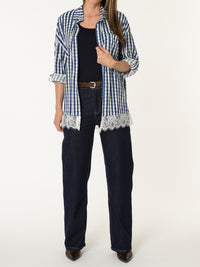 Chemise à carreaux marines et blancs