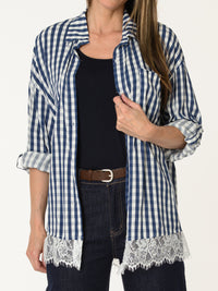 Chemise à carreaux marines et blancs