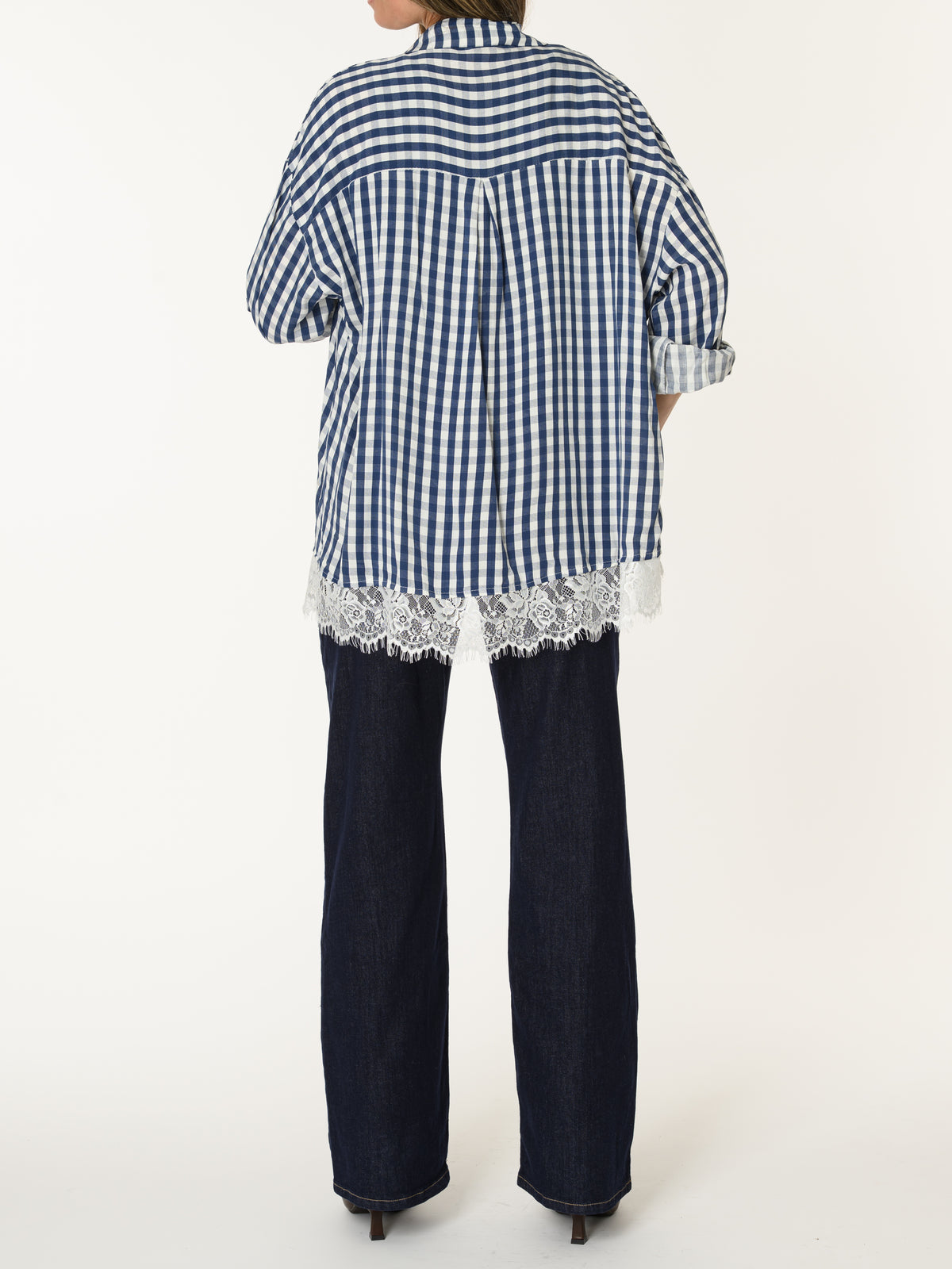 Chemise à carreaux marines et blancs