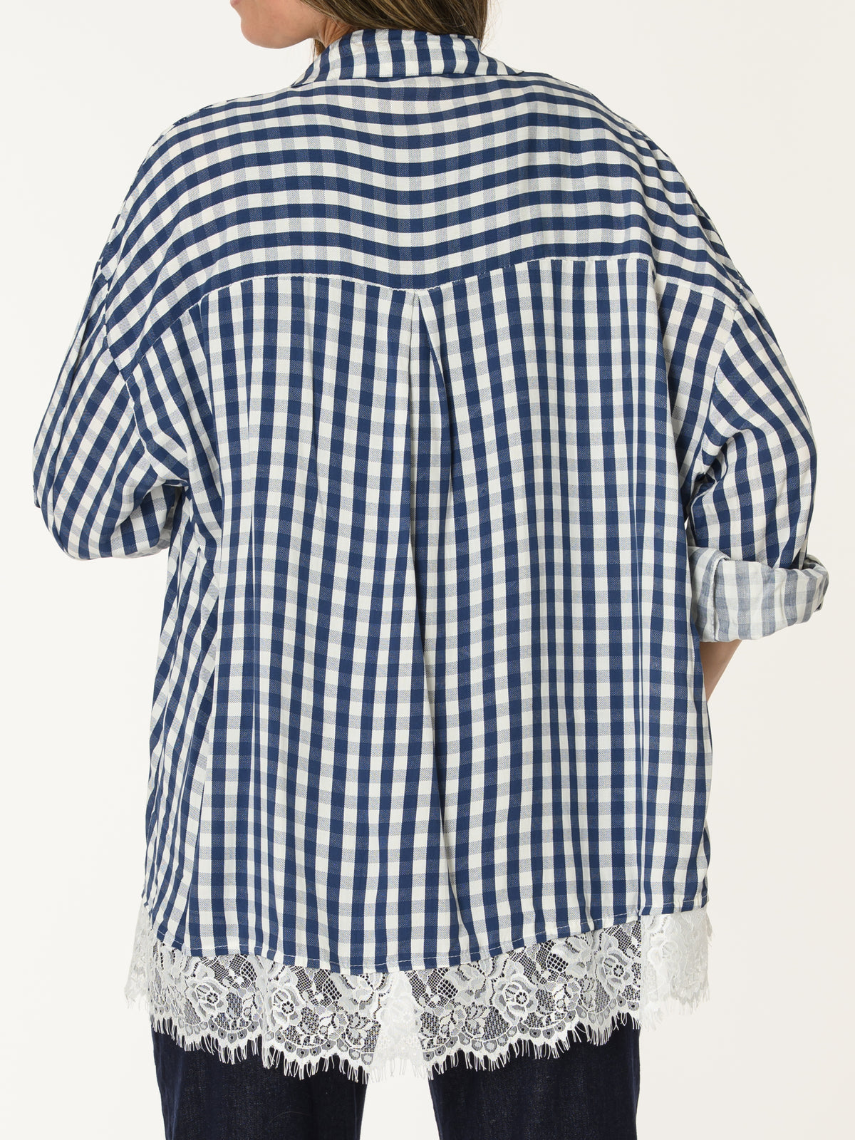 Chemise à carreaux marines et blancs