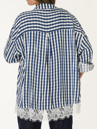 Chemise à carreaux marines et blancs