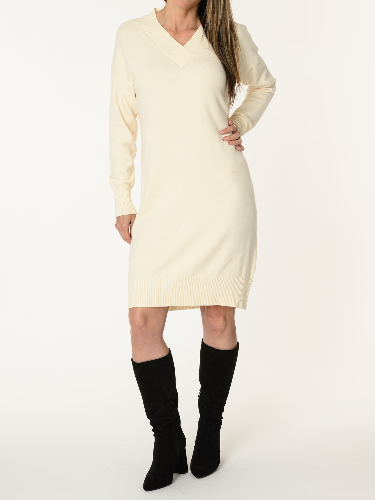 Robe blanc crème à manches longues