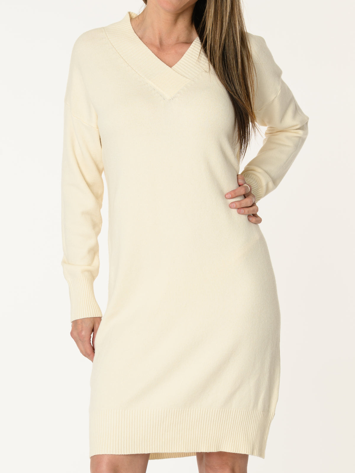 Robe blanc crème à manches longues