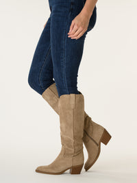 Botte western beige en suède