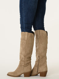 Botte western beige en suède