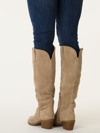Botte western beige en suède