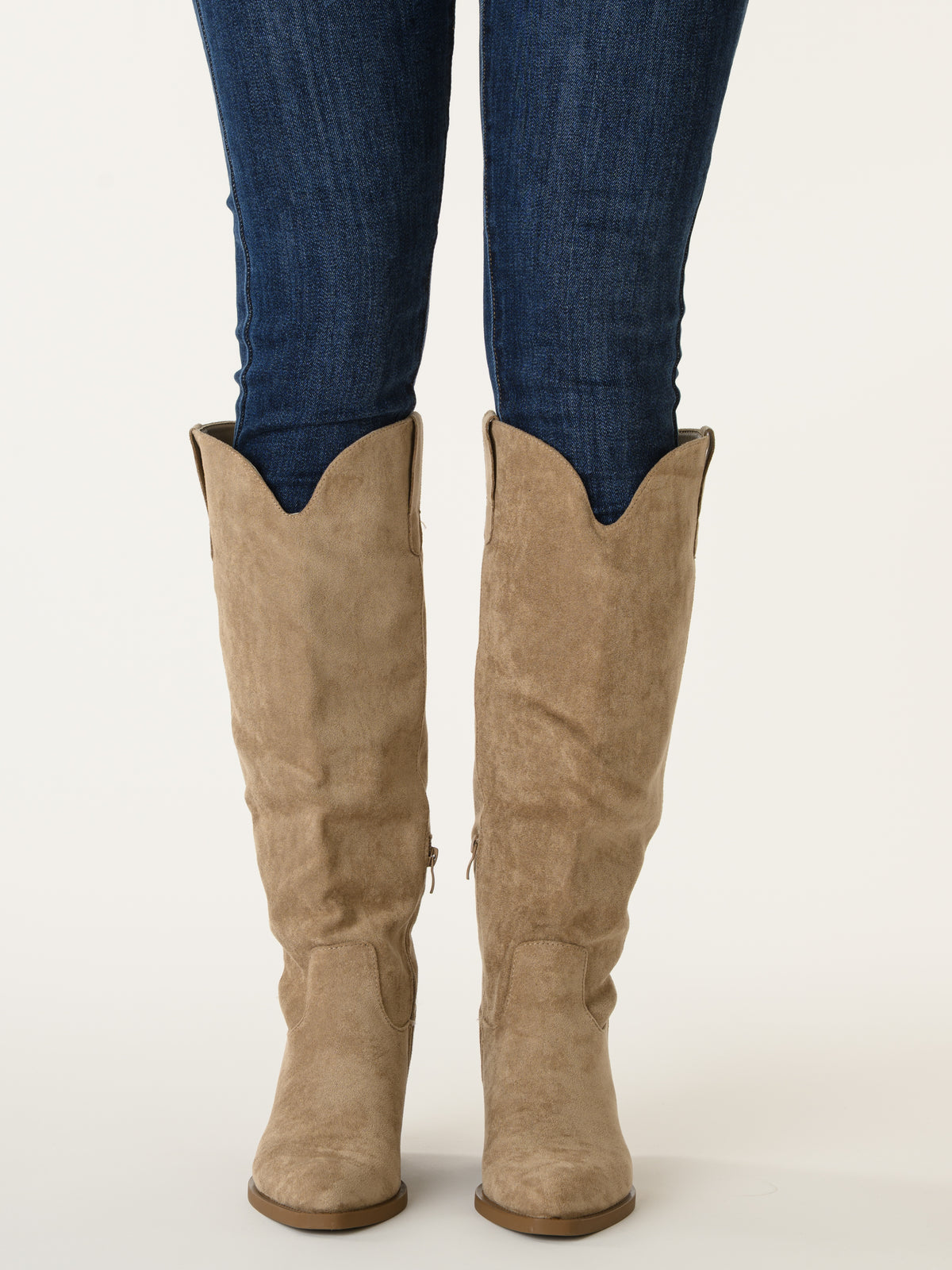 Botte western beige en suède