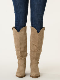 Botte western beige en suède