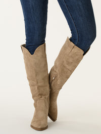 Botte western beige en suède