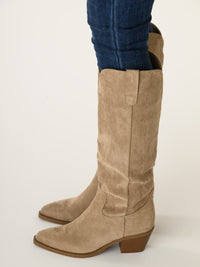 Botte western beige en suède