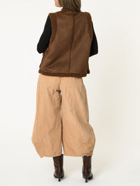 Veste sans manche pour femme brune doublée en mouton