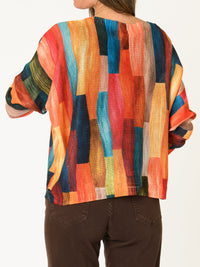 Chandail multicolore pour femme à manche longue chauve souris
