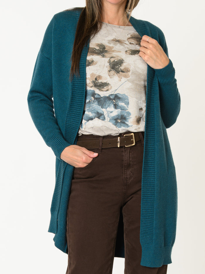 Chandail beige pour femme à manche longue imprimé fleurie
