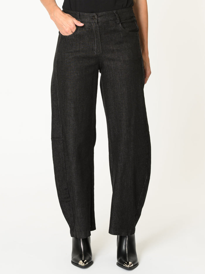 Pantalon noir pour femme taille haute avec bijou à la poche