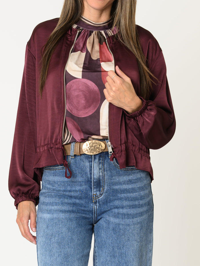 Camisole imprimée pour femme bourgogne nouée au cou