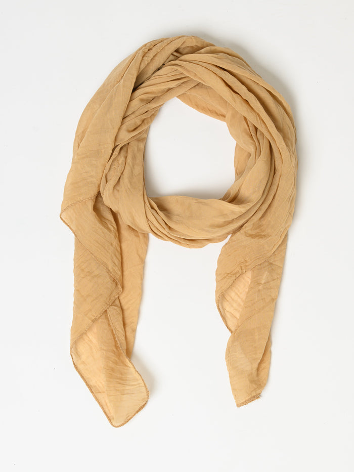Foulard camel uni léger et vaporeux pour femme