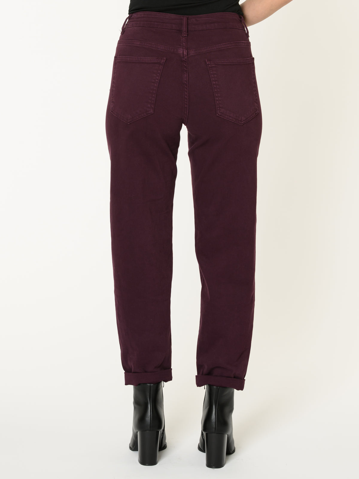 Jeans aubergine pour femme coupe baggy à taille haute