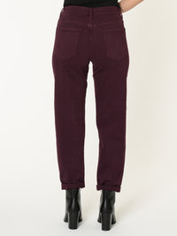 Jeans aubergine pour femme coupe baggy à taille haute