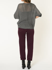 Chandail gris pour femme en maille avec imprimé