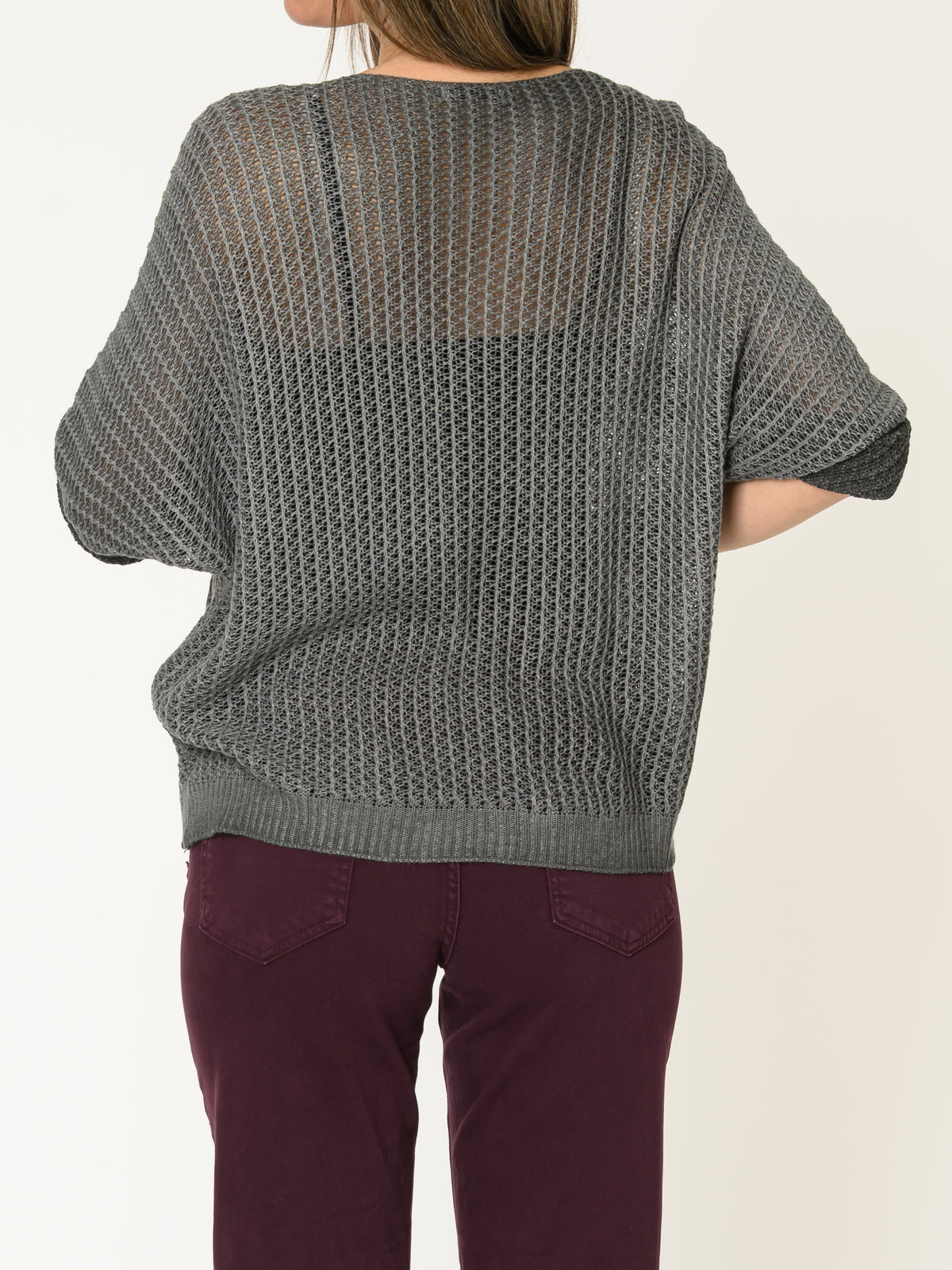 Chandail gris pour femme en maille avec imprimé