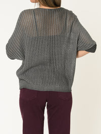 Chandail gris pour femme en maille avec imprimé