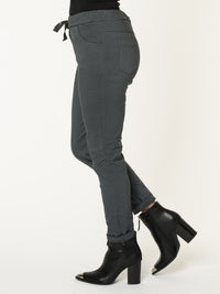 Pantalon funky pour femme gris avec cordon à la taille