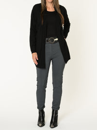 Veste longue pour femme noire ouverte en tricot