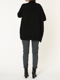 Veste longue pour femme noire ouverte en tricot