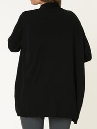 Veste longue pour femme noire ouverte en tricot