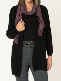 Veste longue pour femme noire ouverte en tricot