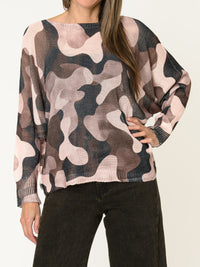 Chandail camouflage pour femme taupe à manche chauve-souris
