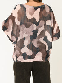 Chandail camouflage pour femme taupe à manche chauve-souris
