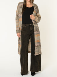 Cardigan long pour femme multicolore pastel en tricot