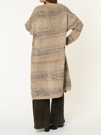 Cardigan long pour femme multicolore pastel en tricot