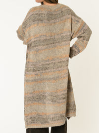 Cardigan long pour femme multicolore pastel en tricot
