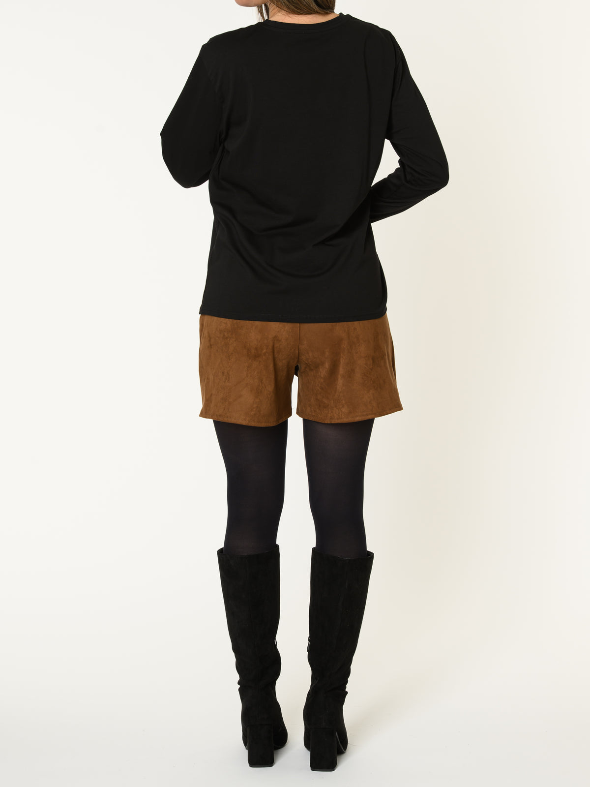 Chandail noir pour femme à manche longue imprimé floral