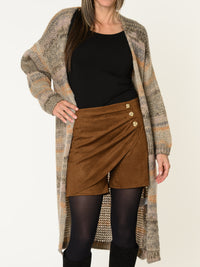 Cardigan long pour femme multicolore pastel en tricot