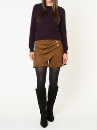 Chandail aubergine pour femme en tricot à col rond classique