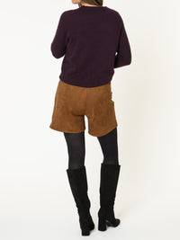 Chandail aubergine pour femme en tricot à col rond classique